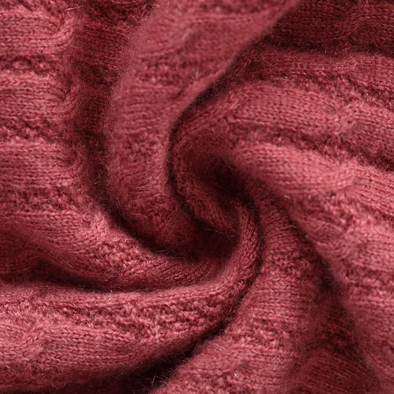 Женский теплый кашемировый свитер облегающий толстый с высоким воротом и