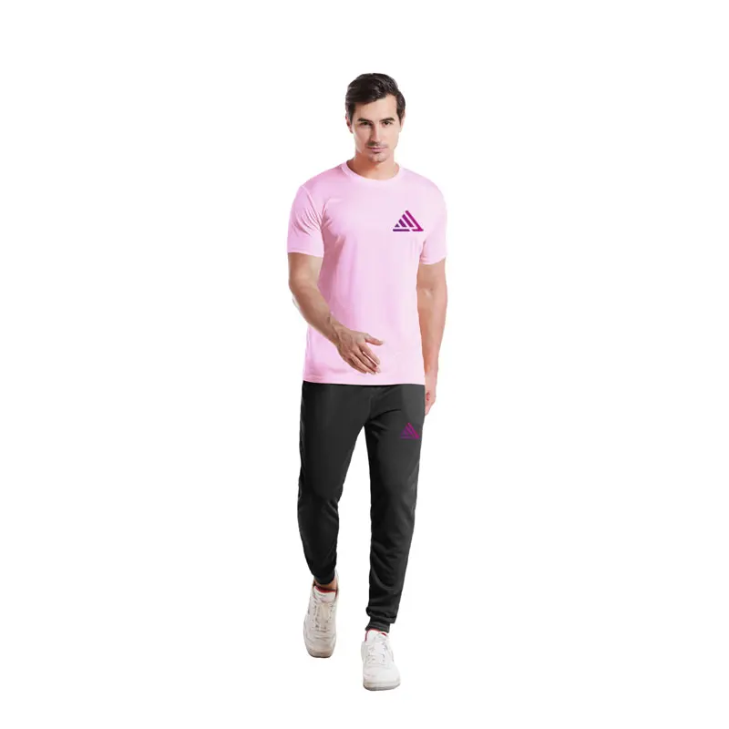 

Summer Cotton Men's T-shirt Short Sleeves + Trousers Casual Sportswear Simple Relaxed Comfortable
