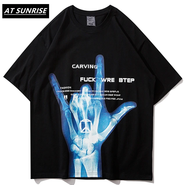Уличная Футболка с принтом скелета рок 2020 уличная одежда хип хоп повседневные