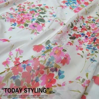 silk chiffon fabric dress large wide beautiful red flower real dress shirt 100 clothing cloth diy patchwork