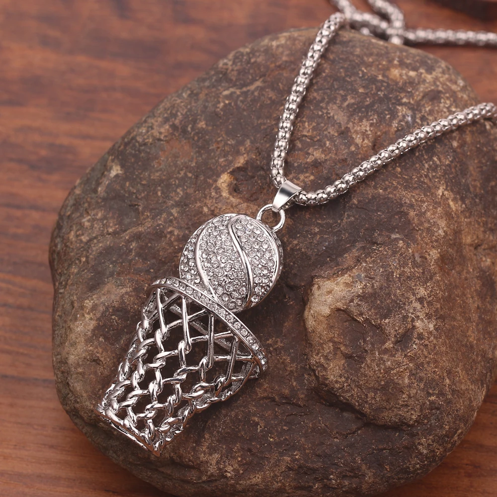 Ожерелье для баскетбола и обруча мужчин модное ожерелье с кулоном золотистого