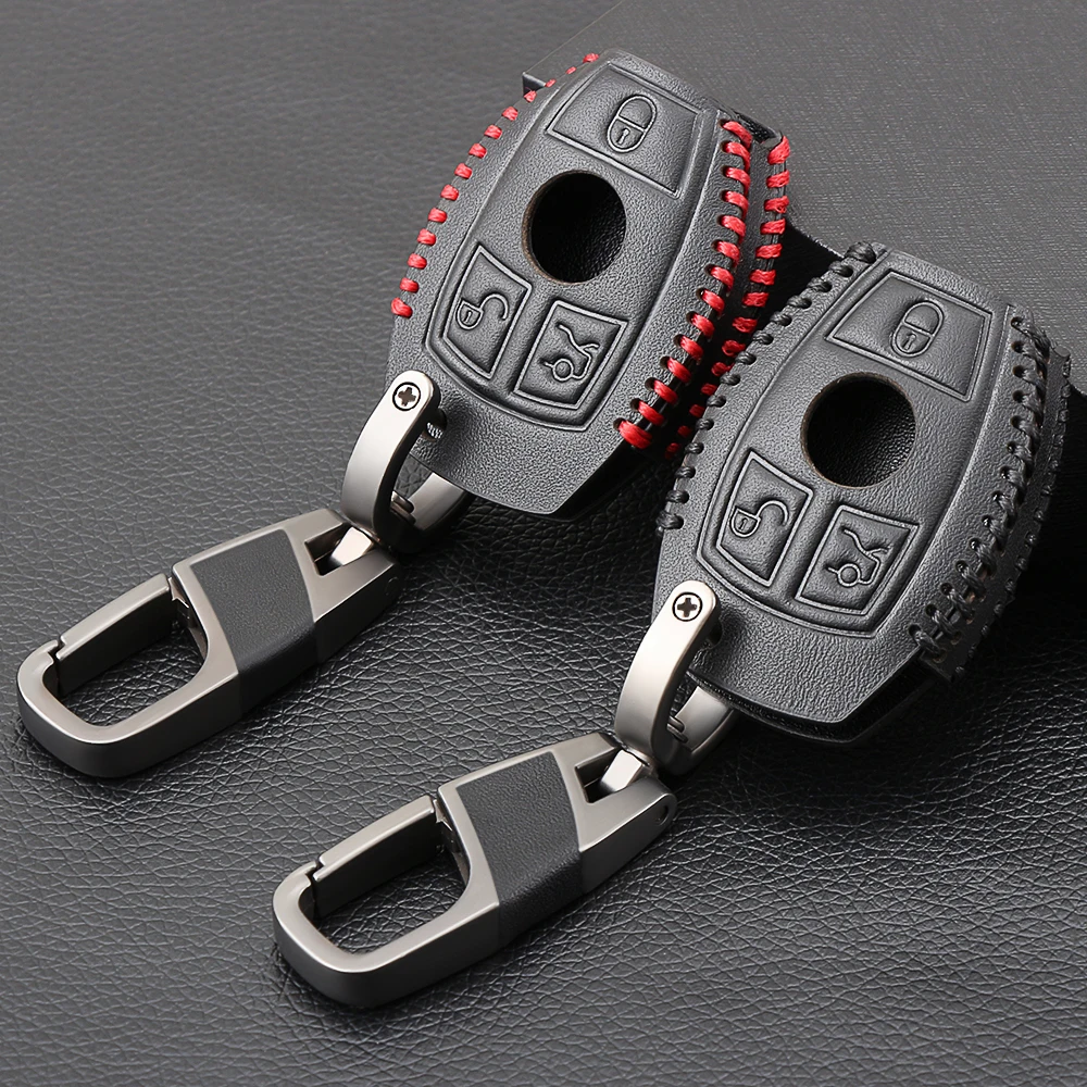 Genuine Leather Car Remote Key Shell Case Cover for Mercedes Benz Class W205 E W212 A B S GLC GLA GLK Accessories | Автомобили и