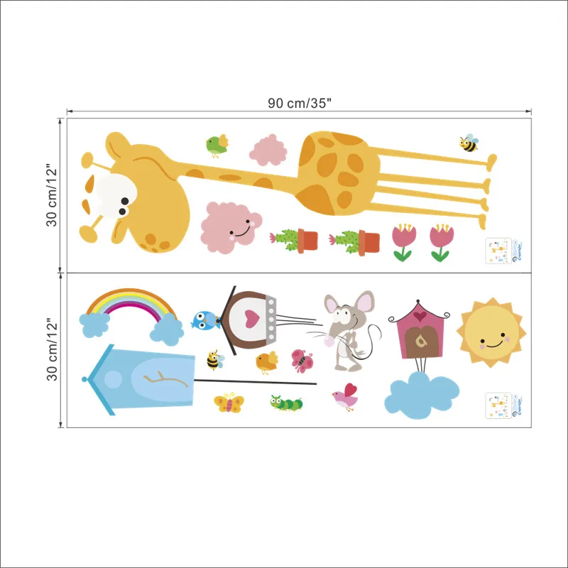 

Catoon Giraffe Animals Birds Wall Stickers For Kindergarten Kids Room Bedroom Home Decoration Safari Mural Art Diy Pvc Decals