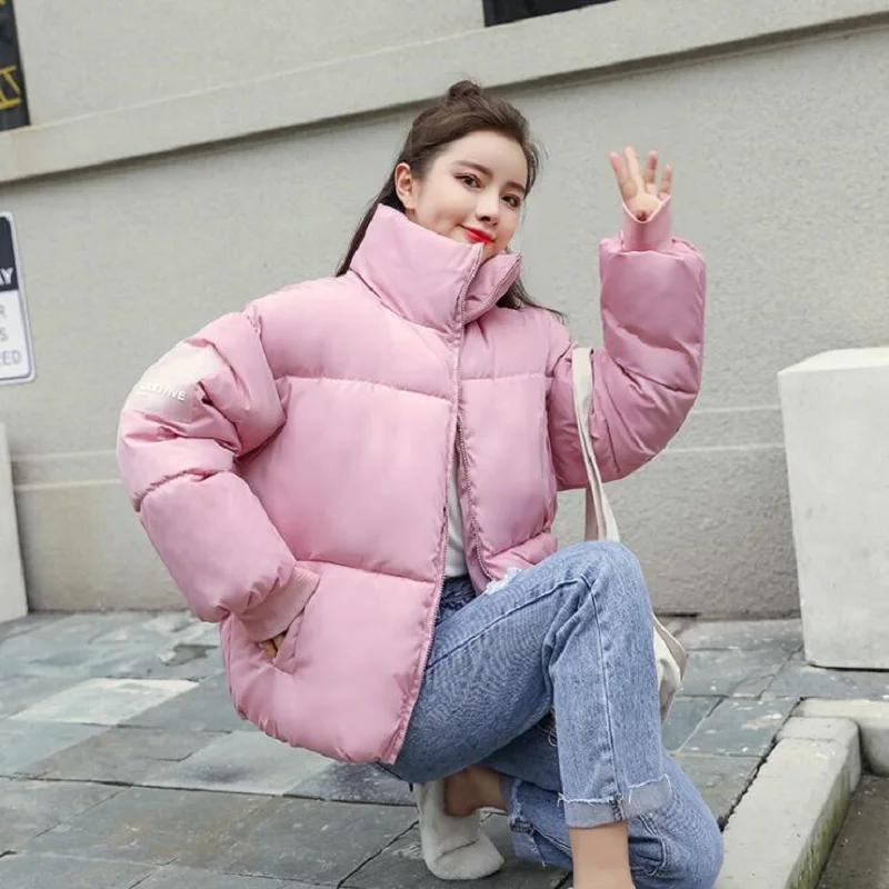 Женская короткая куртка с воротником хлопковая Свободная Корейская версия зима