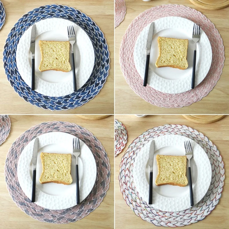 

2pcs Round Heat Resistant Woven Mat Drink Cup Coasters Non-slip Pot Holder Table Placemat Kitchen Accessories Onderzetters