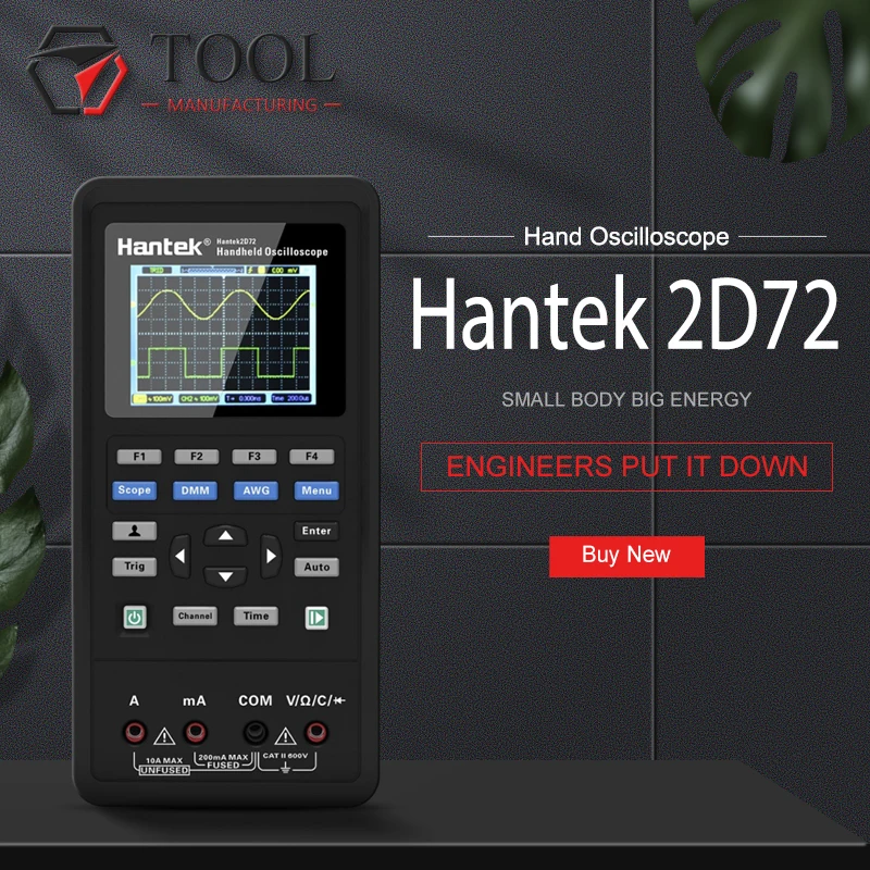 Hantek 3в1 ручной 2D72 цифровой осциллограф+ генератор сигналов+ мультиметр портативный USB 2 канала 40 МГц 70 МГц дисплей инструменты