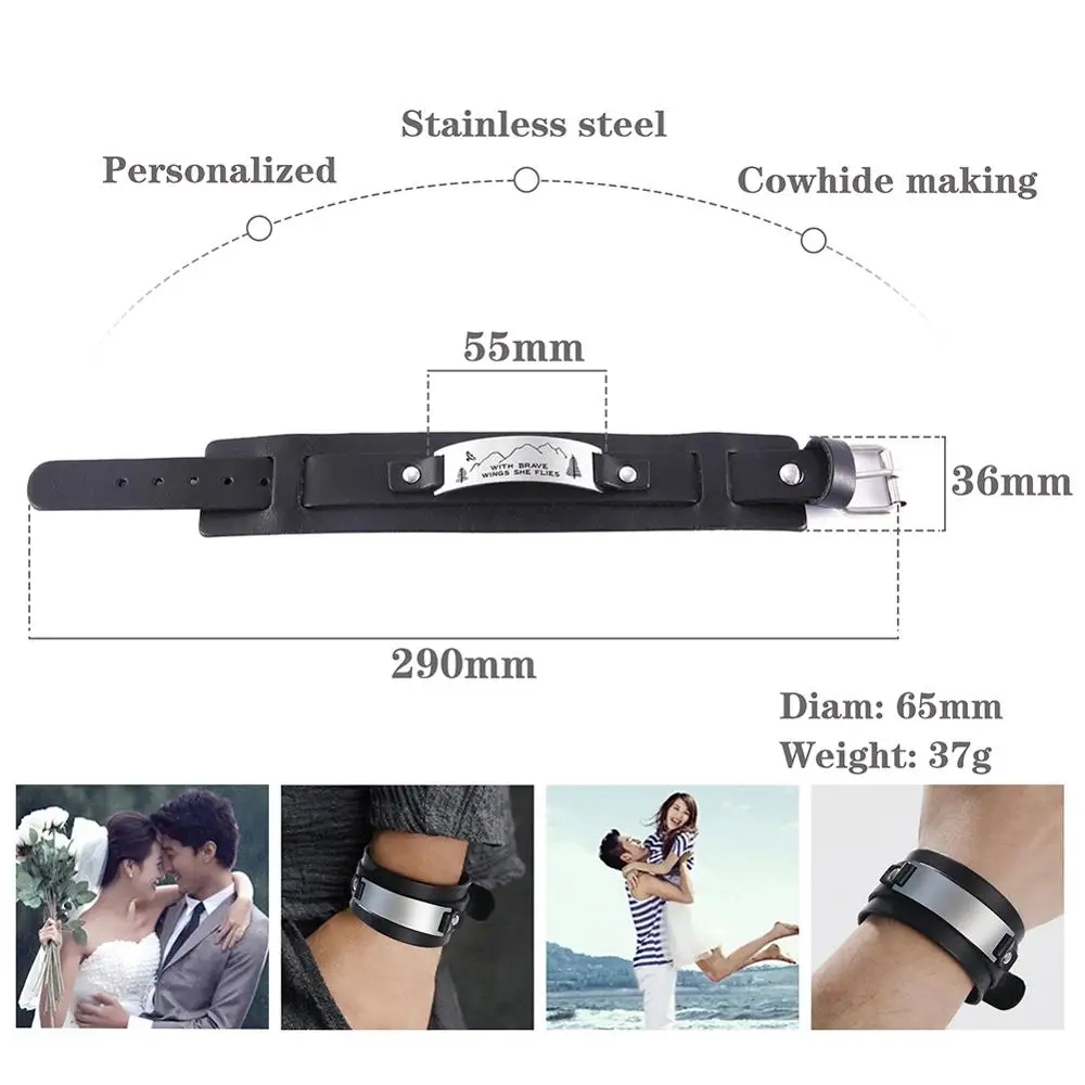 My Shape Genuine Leather Bracelet Faith Hope Love Inspiration Cross Stainless Steel Religious Jewelry Men Punk Bangle Gift | Украшения и