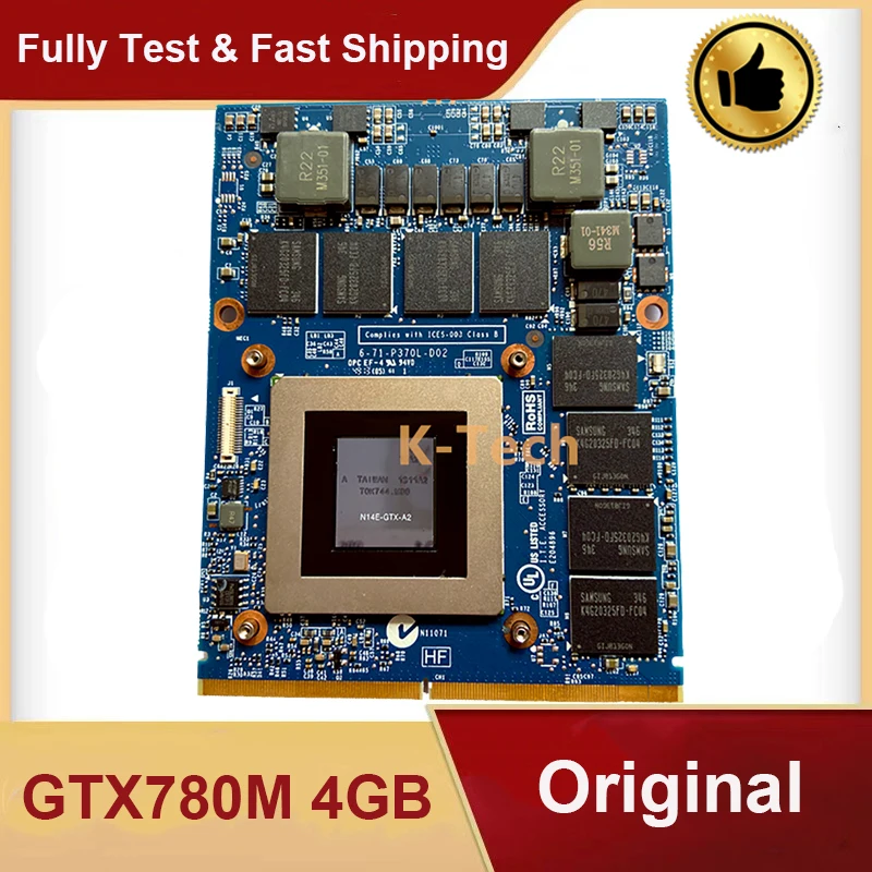 Оригинальный GTX780M GTX 780 м VGA Видео Графическая карта N14E A2 4G DDR5 для Dell M17X R4 R5 M18X R2 R3