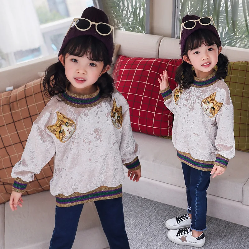 Детская одежда для девочек плотный бархатный свитер с полувысоким воротником и