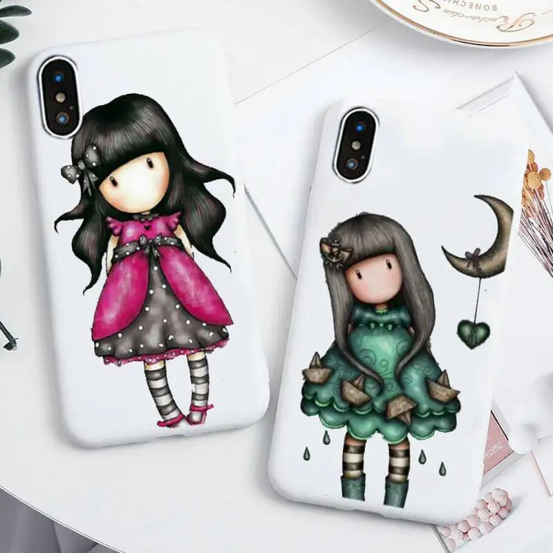 

Hot Cartoon Cute Girl Kid Art Phone Case For IPhone 6s 7 8 Plus X Xs Xr Xsmax 11 12 Pro Promax 12mini Candy White Silicone Cover