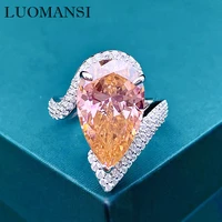 luomansi orange water drop high carbon diamond silver ring woman s925 jewelry wedding anniversary birthday party gift