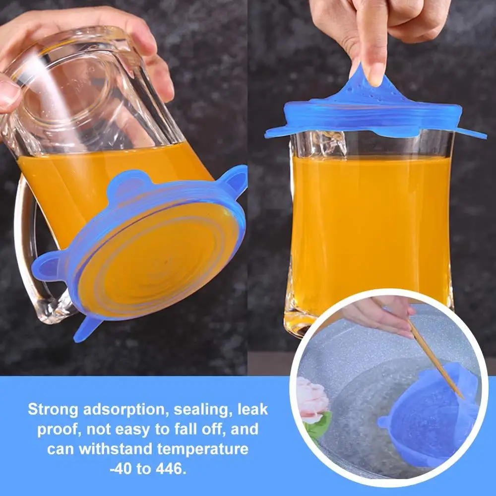 6 шт. универсальные силиконовые растягивающиеся крышки для кухонной