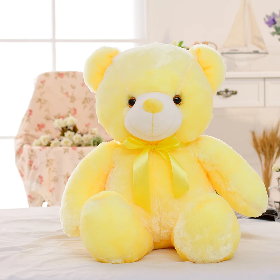

New 50 cm creative light up LED teddy bear stuffed animal plush toy colorful glowing Christmas gift for kids pillow