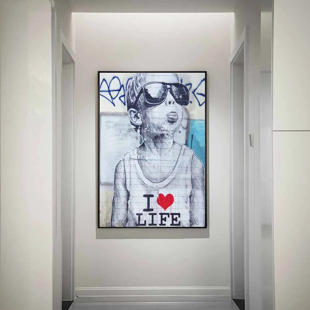 Картины для дома абстрактные граффити на холсте улица мальчика художественные