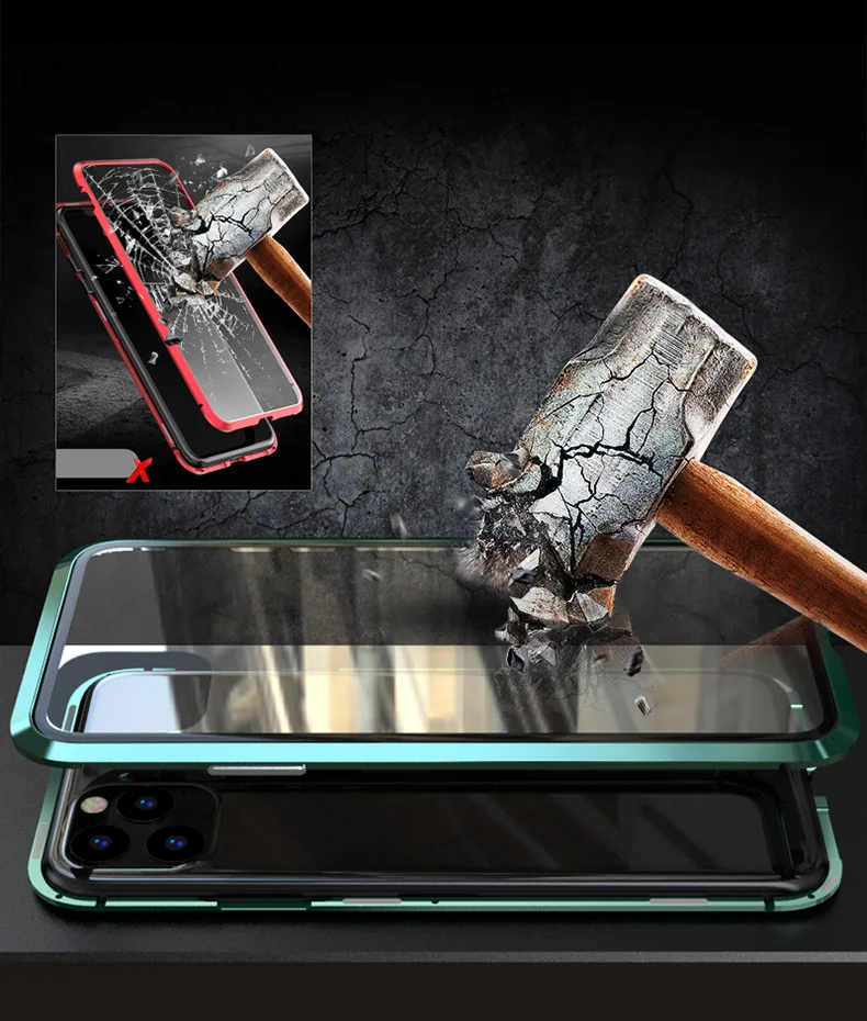 Магнитный металлический чехол для телефона iPhone 11 pro макс. закаленное стекло чехол для задней крышки для iPhone11pro MAX Магнитный чехол