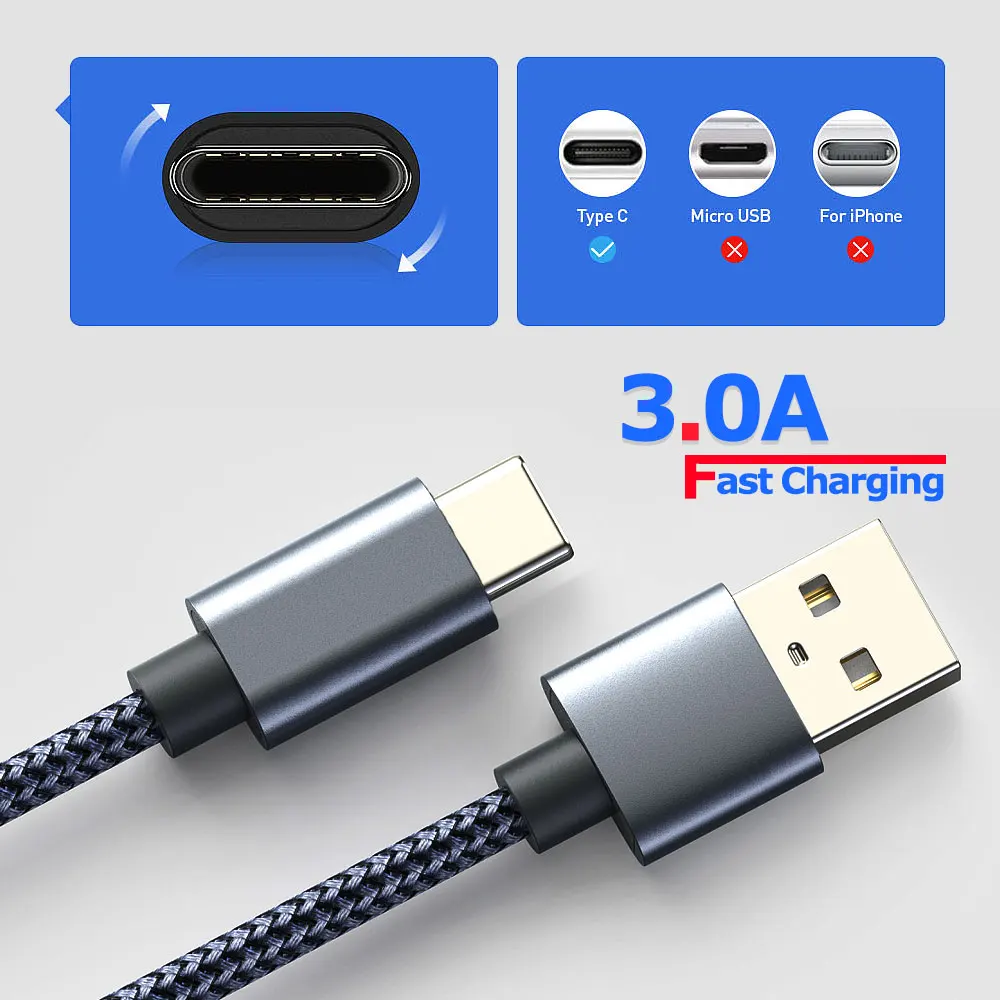 Кабель USB Type-C для Samsung S20 xiaomi 9 3A 2 упаковки for Redmi Note 11 Pro Oneplus | Мобильные телефоны и
