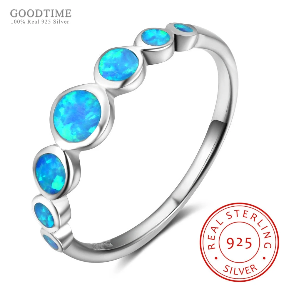 Модное чистое серебро 925 пробы ювелирные украшения кольца с Синим Опалом для