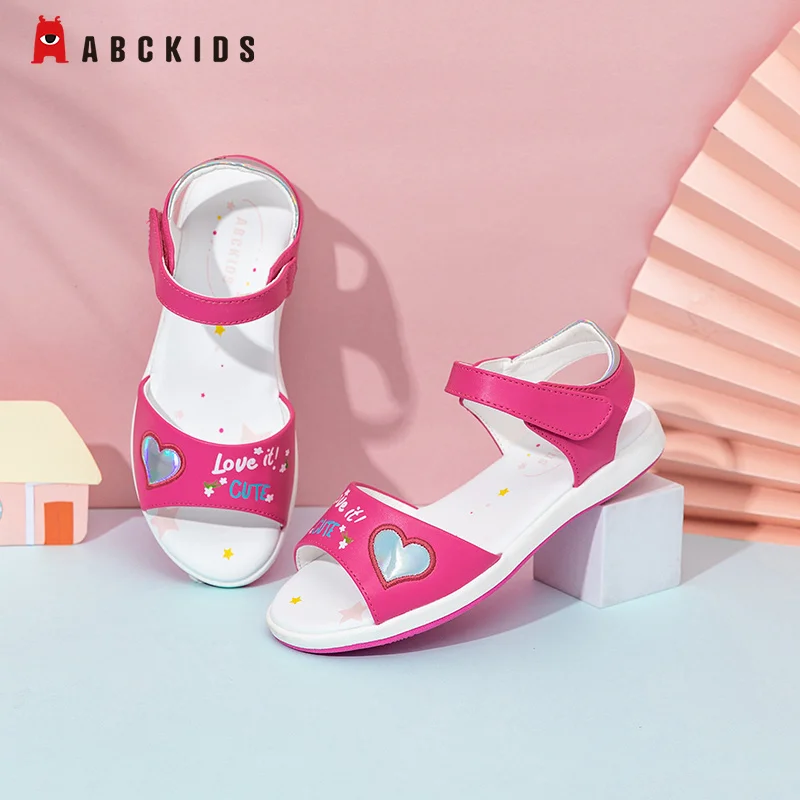 

Abckids children's shoes girl's sandals summer middle school children's soft soles antiskid beach leather wear resistant