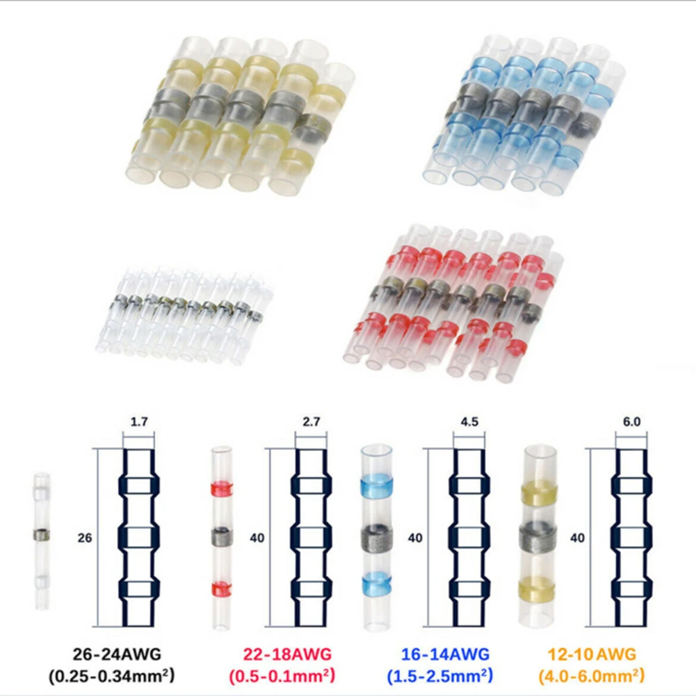 

300pcs Heat Shrink Butt Connectors Solder Seal Wire Connectors Waterproof Insulated Marine Automotive Electrical Crimp Terminals