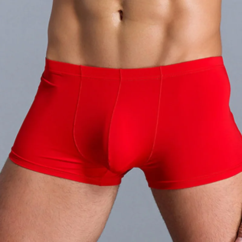Привлекательные трусы однотонные средние Шелковые Ультра тонкие мужские