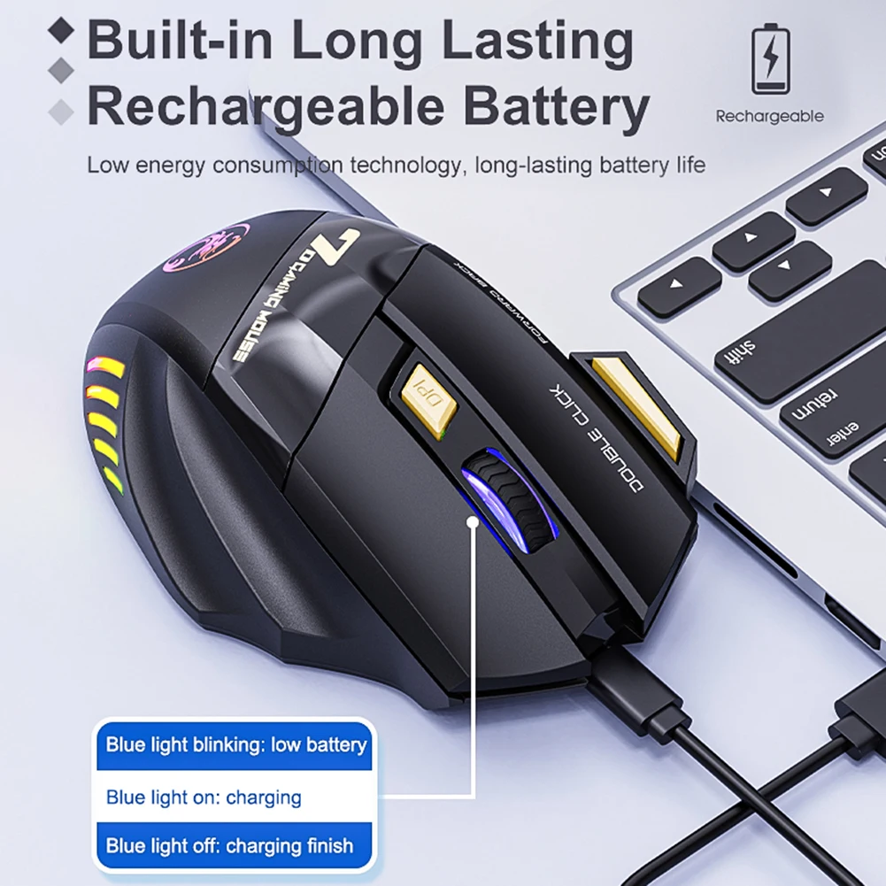Мышь Компьютерная аккумуляторная беспроводная Регулируемая DPI USB | Компьютеры и