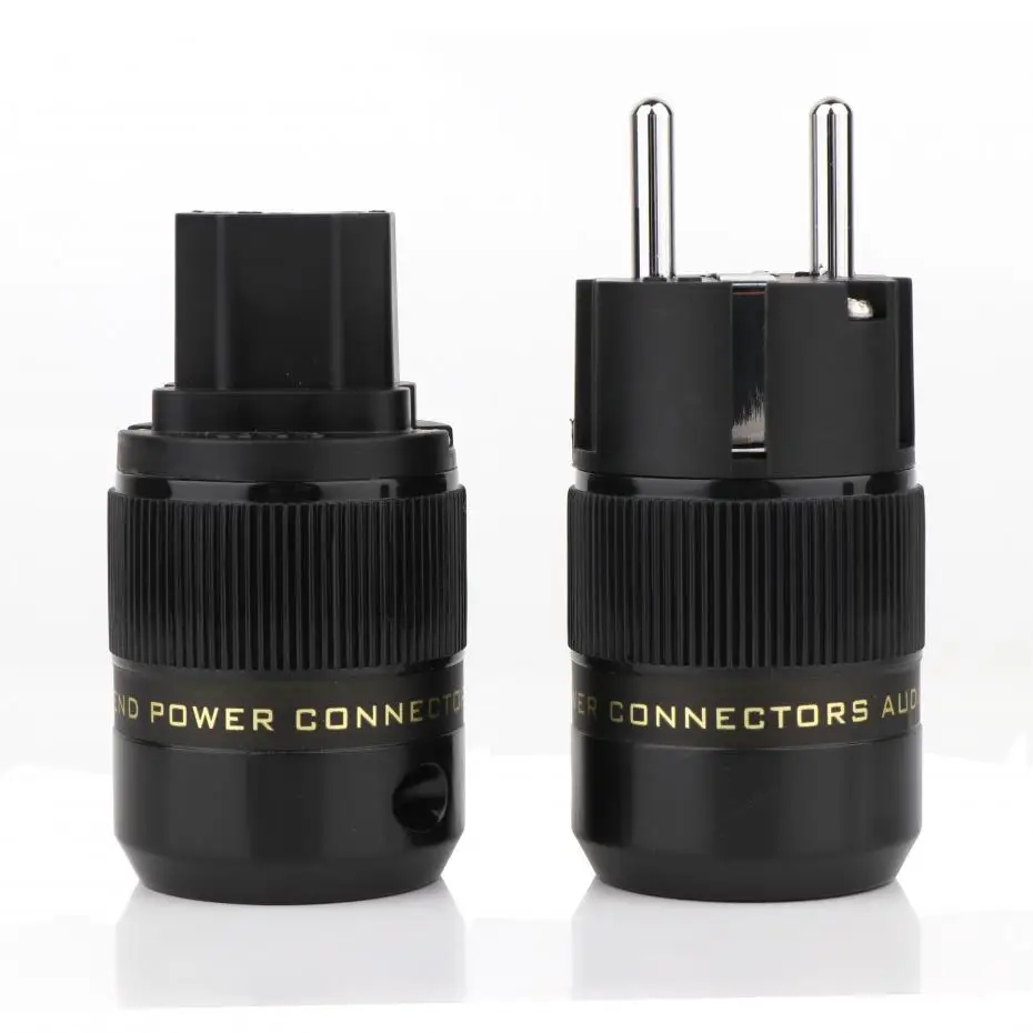 Одна пара P077E + C077 Европейская розетка Schuko с родиевым покрытием и штепсельная