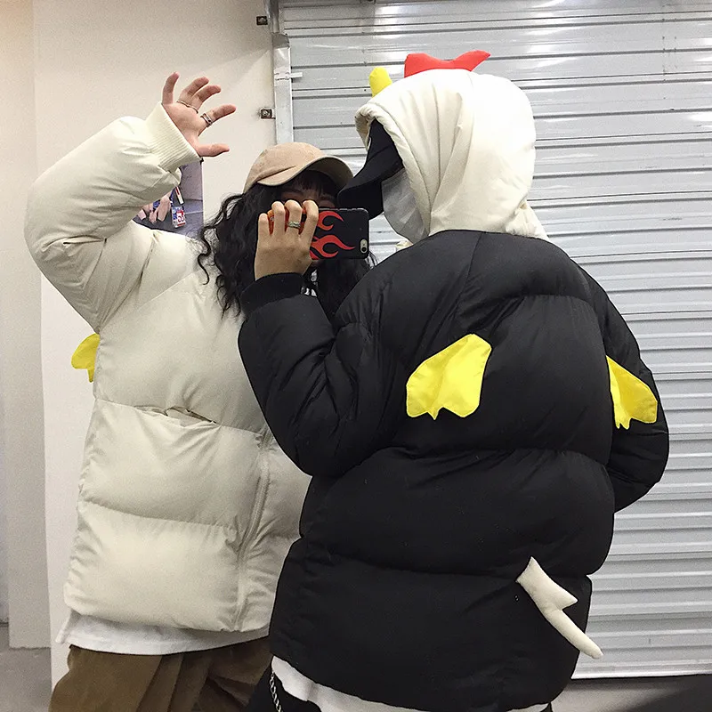 Женское пальто Осень-зима Ins с крыльями пузырчатое Пара толстых теплых хлопковых