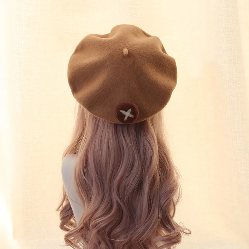 Берет с медведем ручной работы шерстяной фетровый берет в виде гриба очень милая