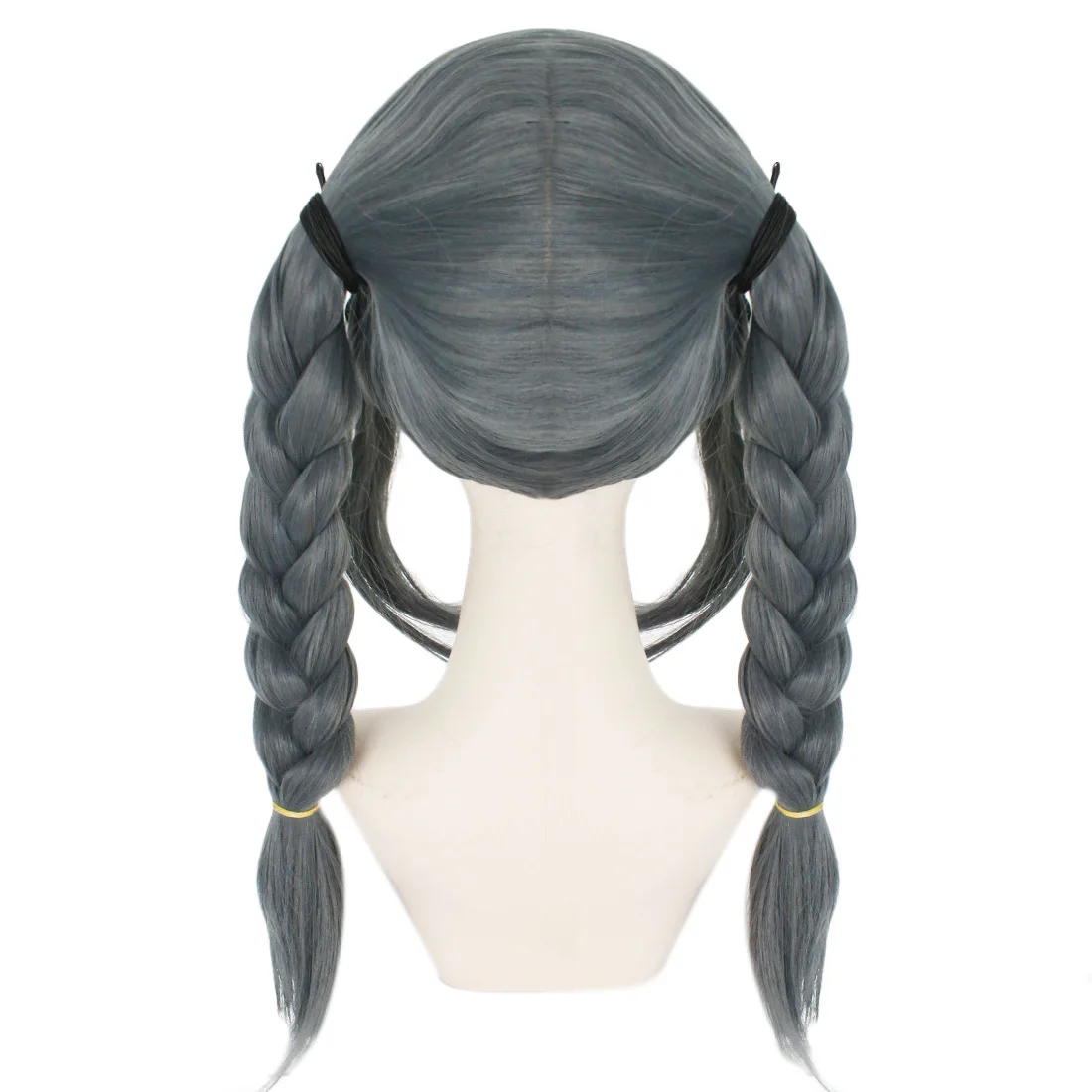 Cosplay Anime Danganronpa Dangan Ronpa Peko Pekoyama Double Braided Grey Green Movies Cosplay Wig for Halloween Costume Party images - 6