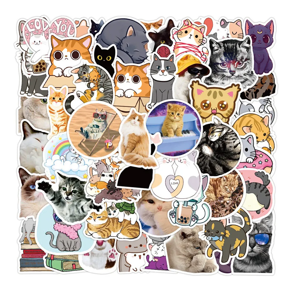 Gato de dibujos animados, grafiti, port&aacute;til, equipaje, mano, decoraci&oacute;n, juguete, venta al por mayor, 10/30/50 Uds.-1