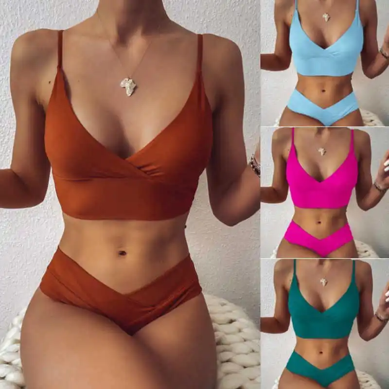 

11 Colors Sexy Bikini 2021 High Waist Swimsuit Women Swimwear Bathing Thong Bikini Set Brazilian Swimsuit Female Swimming Suit