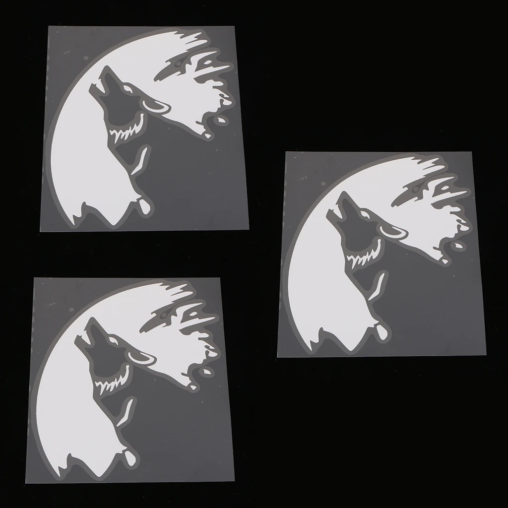 

3pcs WOLF HOWLING ON MOON Decal Sticker Car Truck Home Decor White