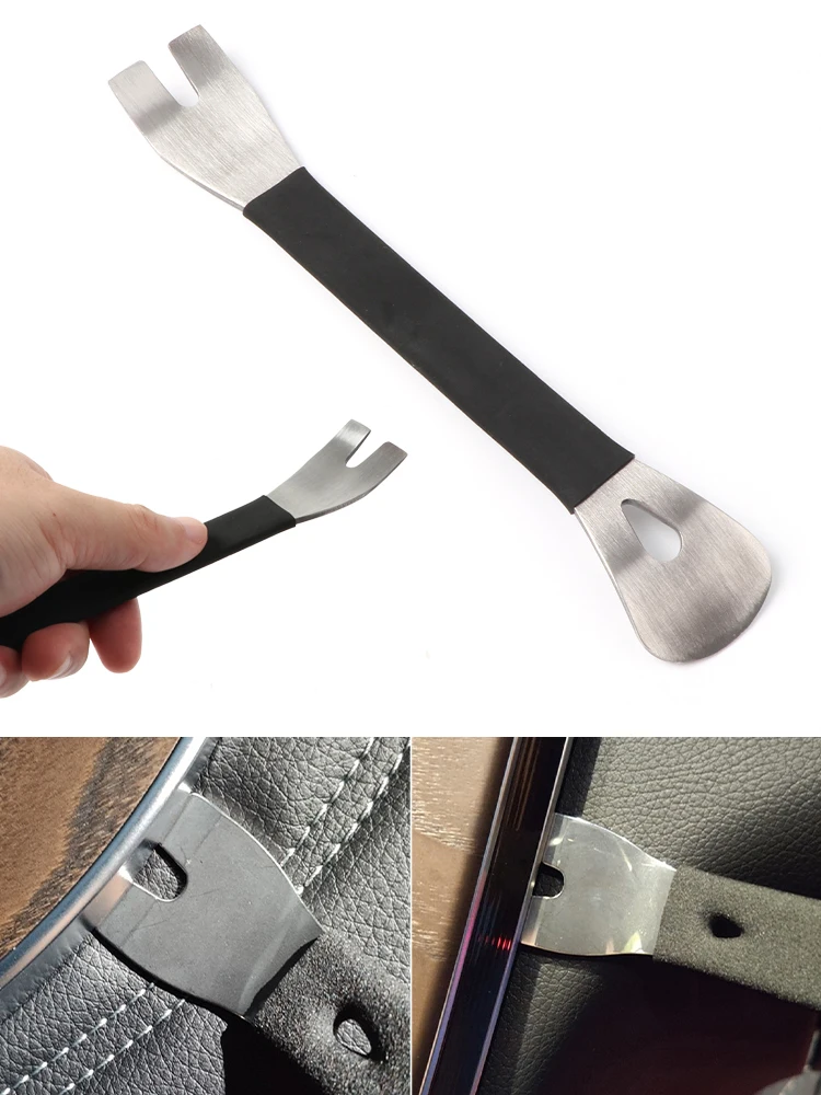 

Stainless Steel Trim Removal Tool Car Trim Puller Pry Bar Dual Ends Pry Tools for Door Panel Audio Terminal Fastener Remover