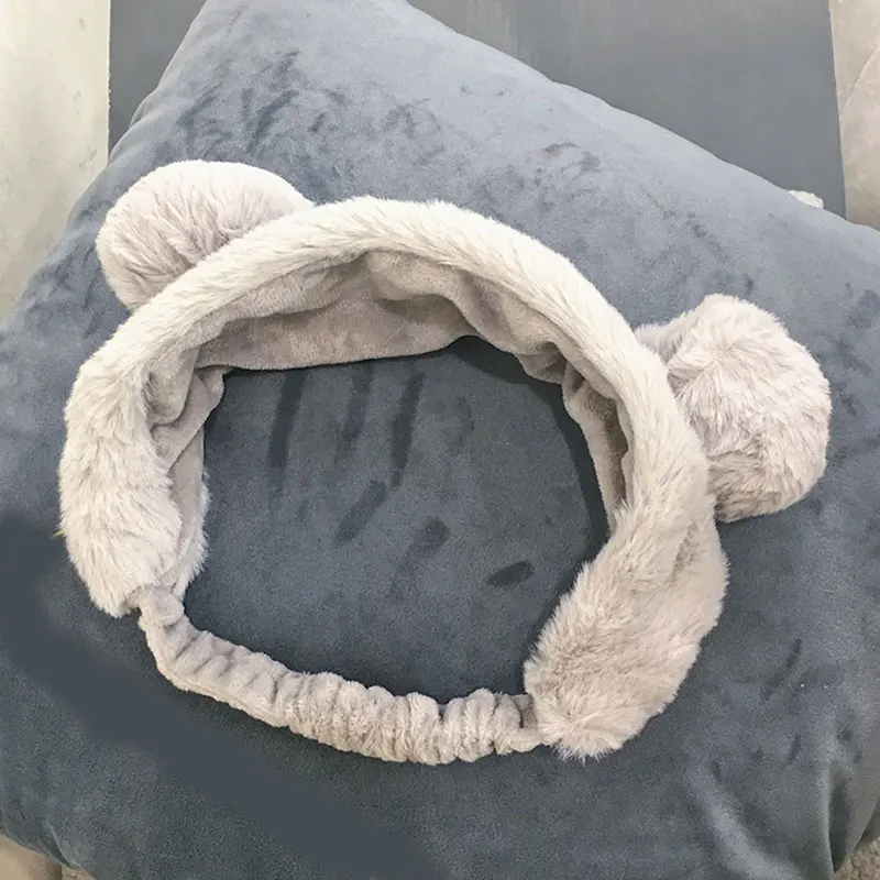 grey Коралловые флисовые шарики для волос повязка на голову для смывание макияжа с лица женская маска для ванной Косметическая лента для волос эластичные мягкие аксессуары для волос в виде тюрбана - Цвет: grey