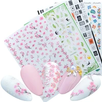 1 sheet beautiful sakura cherry blossoms flower butterfly designs adhesive nail art stickers decorations diy tips