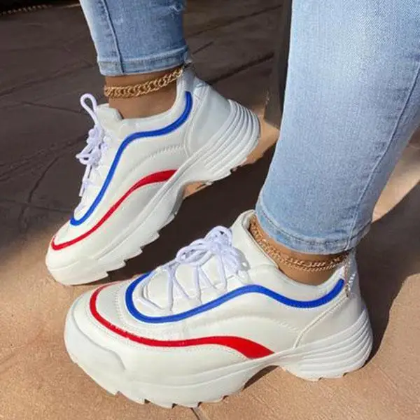 Новинка Роскошная дизайнерская обувь для женщин Белые кроссовки на платформе