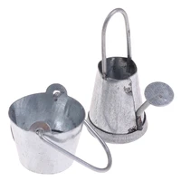 2pcsset 112 dollhouse miniature metal water bucket kettle model furniture toys