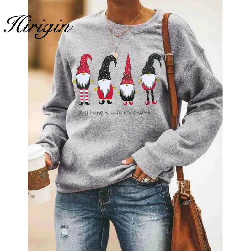 Модный Женский свитшот с длинным рукавом изображением Санта дерева Осень зима