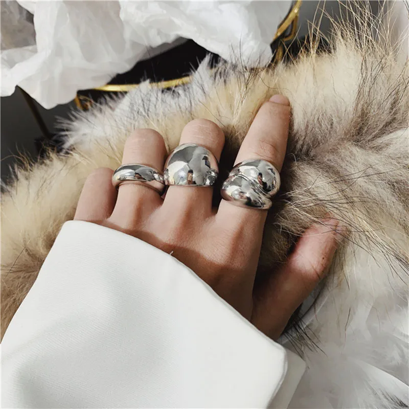 

XIYANIKE Minimalist 925 Sterling Silver Finger Rings for Women Couples Trendy Elegant French Gold Geometric Punk Party Jewelry