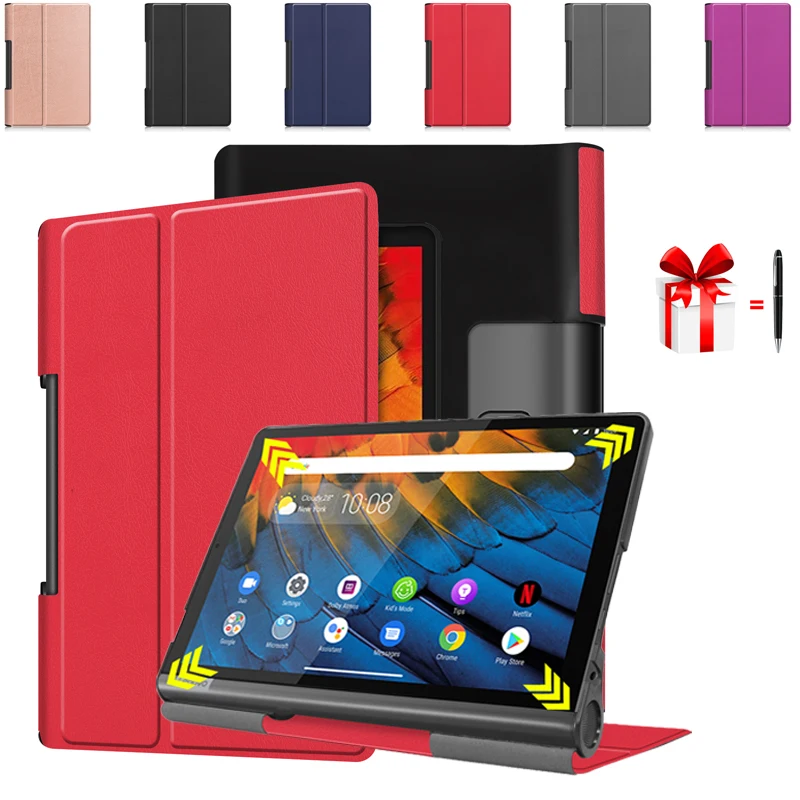 Умный чехол из ПУ кожи для Lenovo Yoga Smart Tab 5 10 1 закаленное стекло 2 2|Чехлы планшетов и
