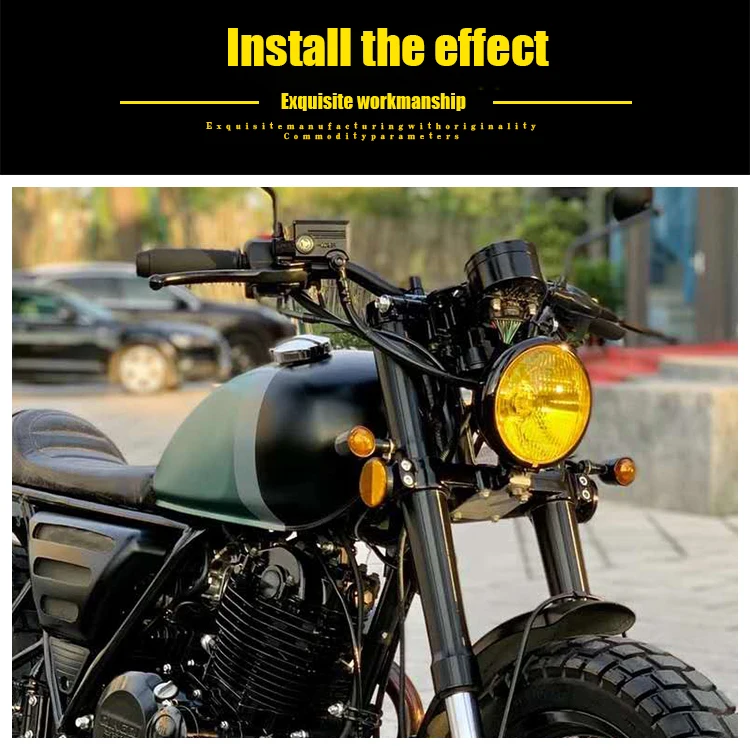 For CG125 Motorcycle Headlight Cafe Racer Head Lamp Motor Vintage Round High/Low Beam Bulb Universal GN125 Harley for Suzuki |