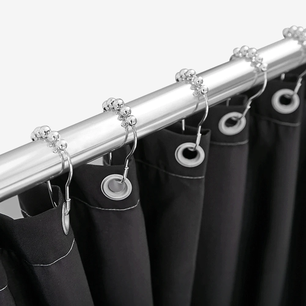 

12pcs/pack Creative Shower Curtain Rings Polished Hooks Rings For Rods Hooks Polished Satin Nickel Ball Stainless Steel Set