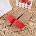 Шлепанцы женские льняные пляжные, Нескользящие, пенька, сланцы, удобные сандалии, повседневная обувь для дома, с перекрестным плетением, летние