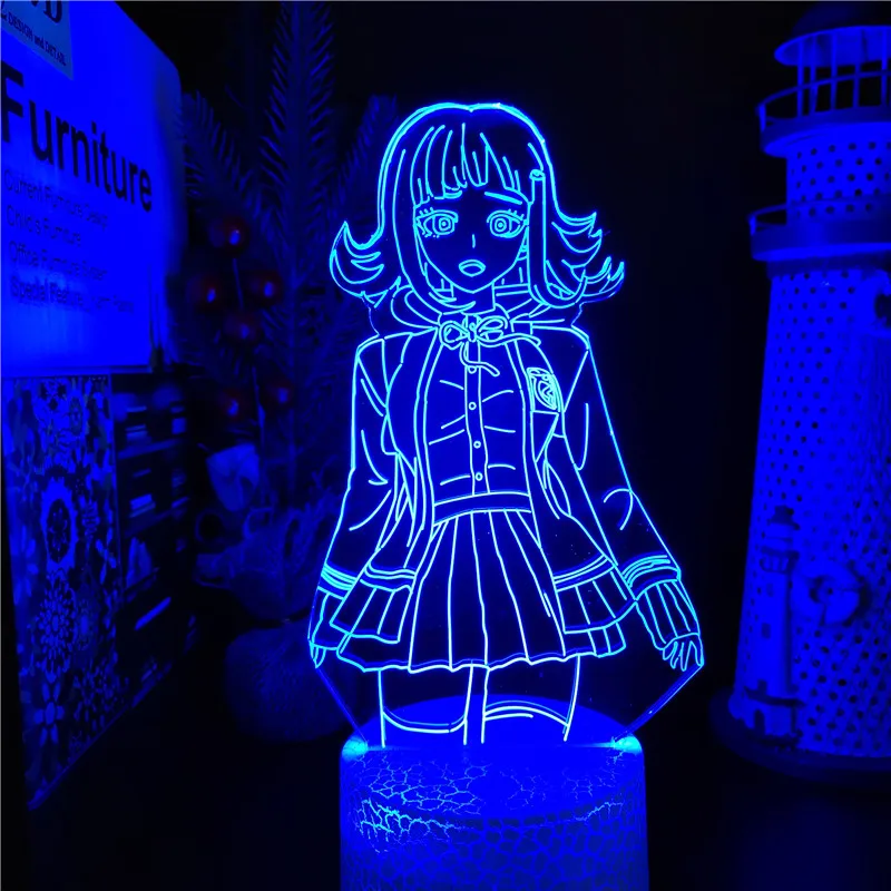 Danganronpa Chiaki Nanami Figure Led Night Light Anime 3D Illusion Lamp USB Color Changing Lampara Room Decoration Manga Gift images - 6