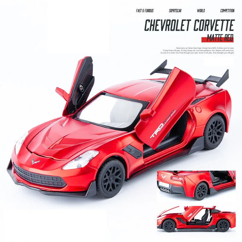 Frosted red Литая 1:32 Corvette Supercar модель автомобиля из металлического сплава для моделирования автомобилей, игрушки для детей, подарки для детей - Цвет: Frosted red