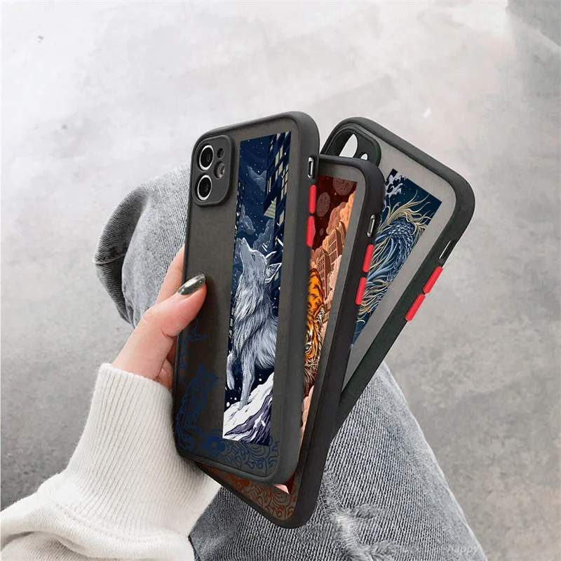 

Art With Twelve Mythical Beasts Pattern Phone Case For iPhone 11 12 Pro Max XR XS Max X 7 8Plus 12 Mini Cartoon Funny Back Cover