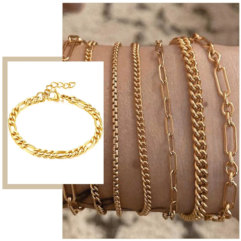 

Women's Chic Flat Snake Chain Herringbone Bracelets Minimalist Stainless Steel Dainty Gifts Jewelry for Lady Female Adjustable