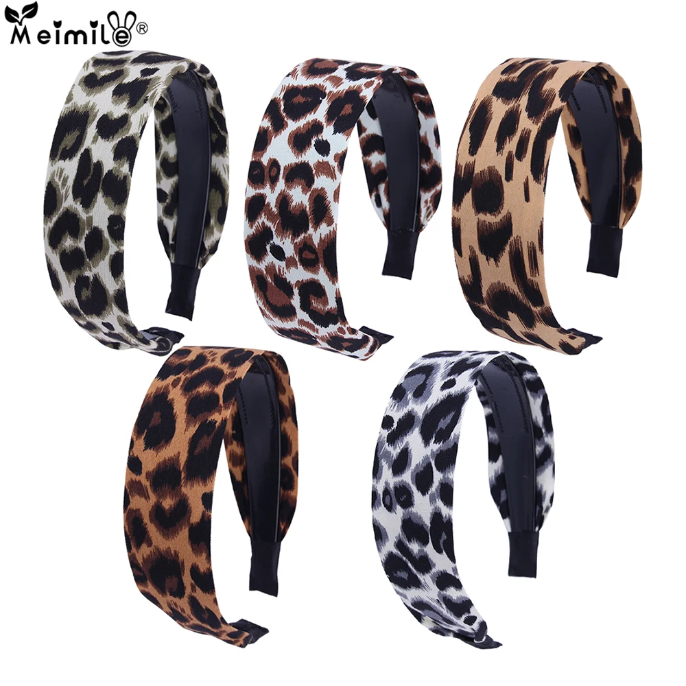 

Шифоновая повязка на голову с леопардовым принтом, модный широкий аксессуар для волос, не скользит, Осень-зима