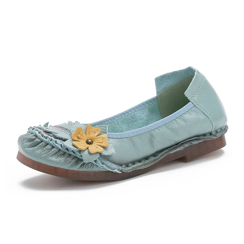 

Autumn women's shoes national style Retro Leather Women's single shoe pure hand soft sole mother's shoes soybean shoes