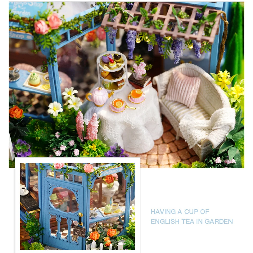 

Handmade Model Garden Rose Garden Wooden Doll House Furniture DIY Kids Presents House Assembled Work Toy Accessories